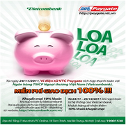Miễn phí giao dịch khi nạp tiền từ Vietcombank