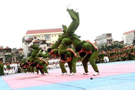 Màn biểu diễn võ thuật mạnh mẽ của chiến sĩ trẻ