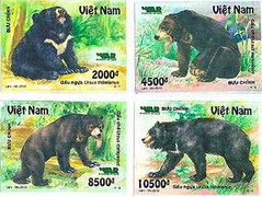 Gấu hoang dã lên tem và bưu thiếp của Việt Nam