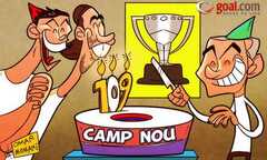 Real cắt bánh, mừng sinh nhật trên sân Nou Camp