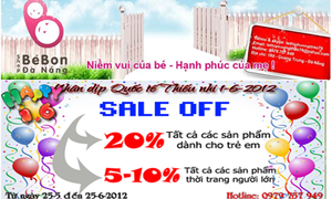 Tưng bừng khuyến mại 1/6, giảm giá lên đến 20%