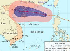 Bão số 4 đang mạnh thêm trên biển Đông
