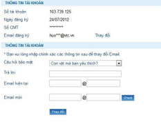 VTC eBank yêu cầu xác thực khi cập nhật thay đổi email
