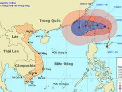 Bão Tembin giật cấp 13 phía đông bắc biển Đông