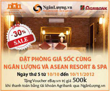 Đặt phòng giá sốc cùng Ngân Lượng và ASEAN Resort & Spa
