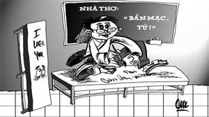 Hài hước thế giới thơ, tranh trên mặt bàn học