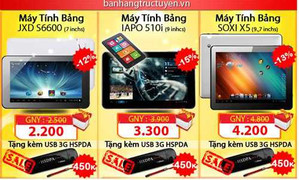 Tặng ngay USB 3G khi mua máy tính bảng