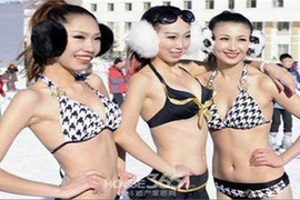 -21 độ, mỹ nữ mặc bikini thi Hoa hậu tuyết