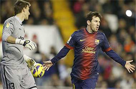 Messi mờ nhạt, Barca hòa Valencia