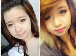 Nữ sinh mặt mụn 'hóa' hot girl sau khi trang điểm