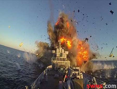 Clip: Bị tên lửa tấn công, tàu chiến Na Uy nổ tung