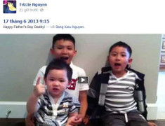 Vợ cũ Bằng Kiều khoe clip 3 con trai hát mừng bố