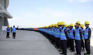 An ninh Myanmar dàn trận trên sân đấu của U23 Việt Nam