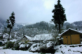 Tuyết đang phủ trắng xóa cao nguyên đá Đồng Văn