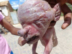 Lợn mặt người 'quái dị' gây náo loạn