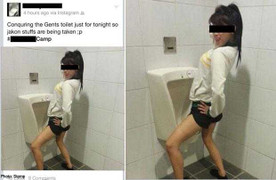 Nữ sinh tạo dáng phản cảm trong toilet trường học