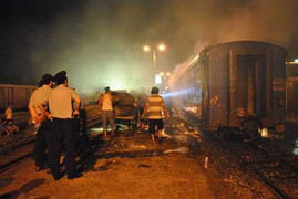 Quảng Trị: Toa tàu chở hàng Trung Quốc bốc cháy