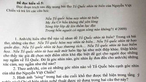 Trung Quốc đặt giàn khoan trái phép trong đề Văn lớp 12