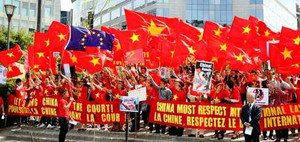 Brussels đỏ rực cờ biểu tình phản đối Trung Quốc