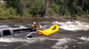 Hành trình giải cứu chú chó trên chiếc xe hơi sắp chìm