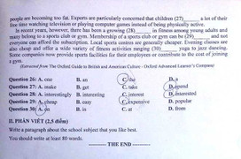 Đề thi, đáp án tốt nghiệp THPT Tiếng Anh 2014