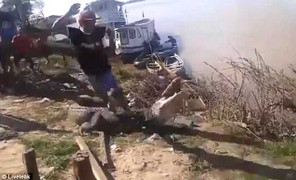 Gã đàn ông dại dột cả gan khiêu chiến với cá sấu