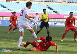 Clip: Bóng trúng xà ngang Olympic Việt Nam