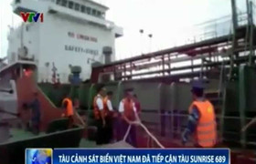 Video: Tàu Cảnh sát biển tiếp cận tàu Sunrise 689