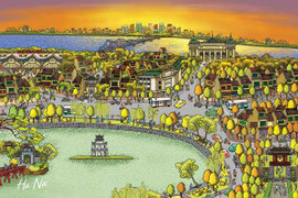 'Chất Hà Nội' đậm nét qua tranh đồ họa đẹp mắt