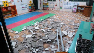 Sập trần lớp học mầm non, 6 bé nhập viện