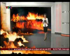 Trường quay VTV bốc cháy, MC dẫn chương trình trong khói lửa