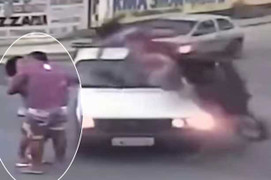 Kỳ quặc cặp đôi vừa gây tai nạn quay ra... hôn nhau