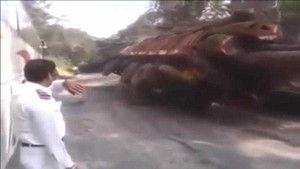 Kinh hoàng khoảnh khắc xe tải chở gỗ cao ngất lật ngang xuống vực