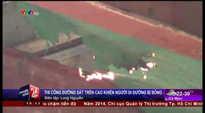 Mối hàn đường sắt trên cao Cát Linh - Hà Đông gây bỏng cho người đi đường