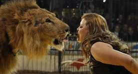 Sư tử bất ngờ vồ nữ huấn luyện viên