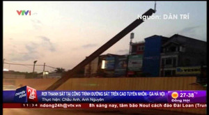 Clip: Rơi thanh sắt tại công trình đường sắt trên cao tuyến Nhổn - Ga Hà Nội