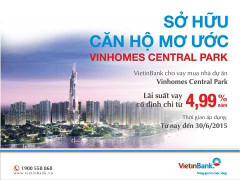 Ưu đãi cho vay mua nhà dự án Vinhomes Central Park
