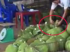 Xôn xao clip người đàn ông đổ chất lạ vào quả mít đem bán