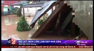 Clip: Mưa dữ dội đánh sập nhà dân ở Đà Lạt