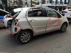 Hậu cuồng phong, ôtô méo mó 'lết' ra phố