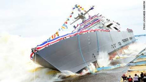 Video: Cận cảnh màn hạ thủy độc đáo chiến hạm mới nhất của Hải quân Mỹ