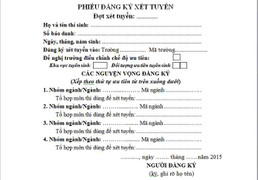 Mẫu phiếu đăng ký xét tuyển đại học, cao đẳng năm 2015