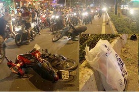 Giật túi xách bị truy đuổi, cướp gây tai nạn trọng thương 3 người