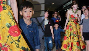 Bé Subeo mặt lạnh 'tháp tùng' Hồ Ngọc Hà đến sự kiện