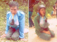 Đi ăn trộm gà, bị dân bắt quỳ giữa đường ngậm gà chết