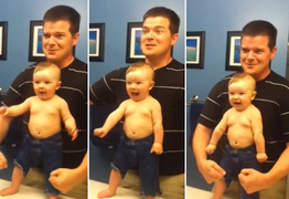 Phì cười với clip ‘bố nào con nấy’ cực đáng yêu