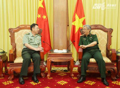 Thượng tướng Nguyễn Chí Vịnh tiếp Tùy viên quân sự Trung Quốc