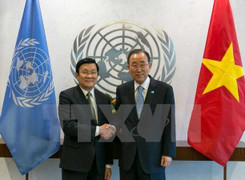 Chủ tịch nước Trương Tấn Sang hội kiến Tổng Thư ký LHQ Ban Ki-moon