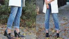 Quần jeans đính ngọc trai xinh xắn ngày thu