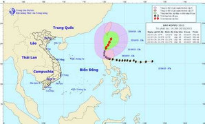 Bão Koppu di chuyển dị thường, gây thời tiết xấu trên Biển Đông